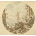 thumbnail image 3 of Pieter Stevens 13x12 Black Modern Framed Museum Art Print Titled - Travellers Among Roman Ruins, 3 of 5