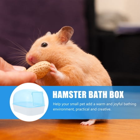 OUNONA 2Pcs Blue Plastic Hamster Bathroom Transparent Household Hamster Supply