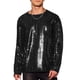 thumbnail image 5 of Camisetas para hombres INSPIRE CHIC con lentejuelas brillantes, cuello redondo, mangas largas y ajuste regular, 2XL, negro, 5 of 6