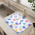 thumbnail image 6 of Dish Drying Mat Absorbent Dish Drainer Kitchen Counter 19.7x15.7inch Dish Drying Pad for Countertops Sinks Draining Racks Blue and Purple Flowers, 6 of 9