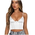 thumbnail image 4 of Women Summer Tops Womens Glitter Strappy Tank Tops Sexy Swing Vest Clubwear Girls Bra Top Shirts Top plus Bulk Women Cancer Womens Shirt Camisole Shelf Bra Blouse for And Shirts for White L, 4 of 8