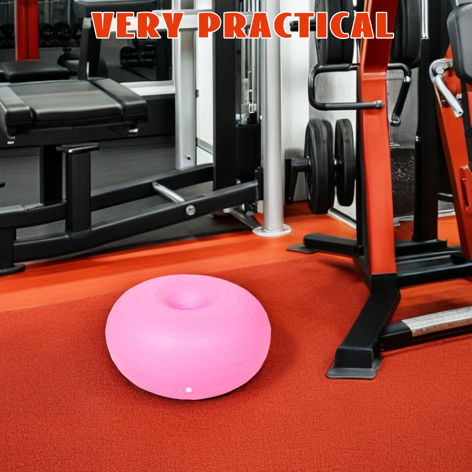 EXHUMKY 1Pack Balance Trainer Pink Pvc Donut Shape Exercise Ball for Fitness and Workout
