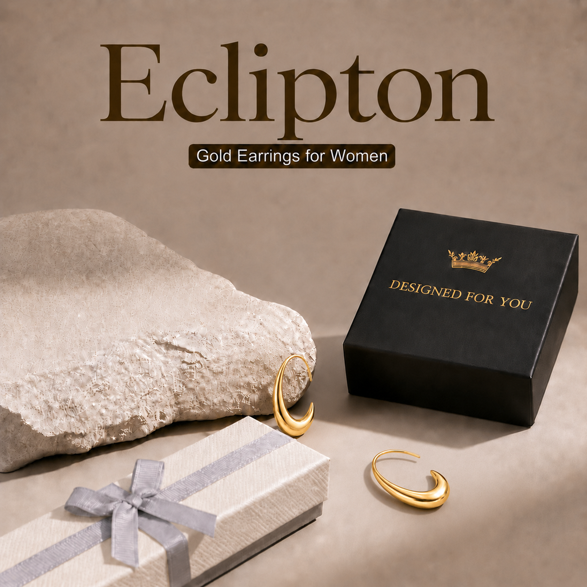 Eclipton 14K Gold Plated Crescent Hoop Earrings photo 7