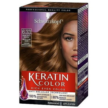 Schwarzkopf Keratin Color Permanent Hair Color Cream, 6.33 Light Gold Brown, 1 Kit