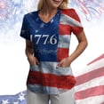 thumbnail image 2 of felwors Fourth of July Scrub Tops Women Scrubs for Women Patriotic Shirts V Neck Pattern Short Sleeve Nursing Top (Dark Blue, XL), 2 of 6