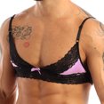 thumbnail image 4 of Sujetador erótico para hombre, lencería Sissy, Bralette de encaje sin aros, Top corto sin forro, tirantes finos ajustables, chaleco Sexy para hombre Gay, 4 of 5