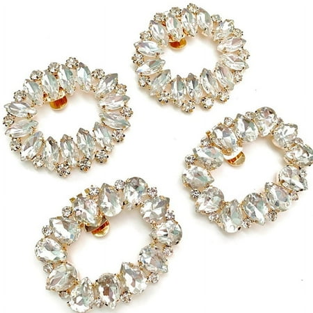 

4Pcs Elegant Rhinestone Crystal Metal Shoe Clips Bridal Shoe Buckles