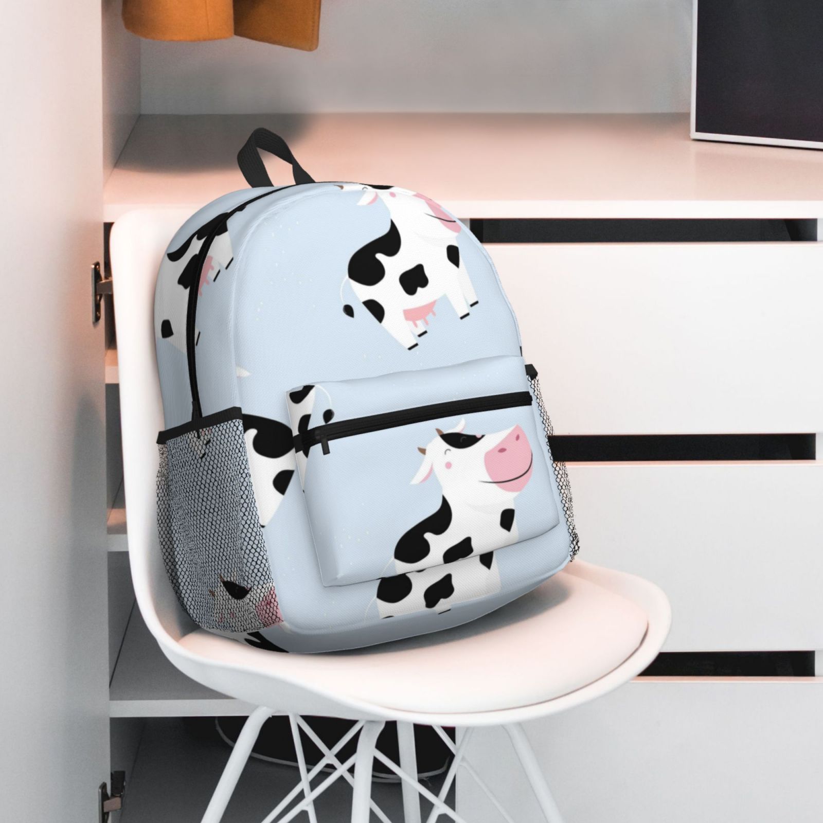 Vsdgher Cute Farm Cow Print Unisex Large Capacity Bookbag Schoolbag Casual Daypack for High School/College/Teens/Travel/Work