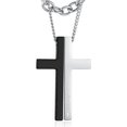 thumbnail image 1 of Collar OLEVS con colgante en forma de cruz de plata negra y acero inoxidable, 1 of 6