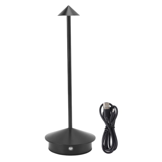 Lámpara de mesa inalámbrica de hierro recargable, lámpara de mesita de noche con 3 temperaturas de color ajustables, luz de mesa para el hogar, dormitorio, oficina, color negro