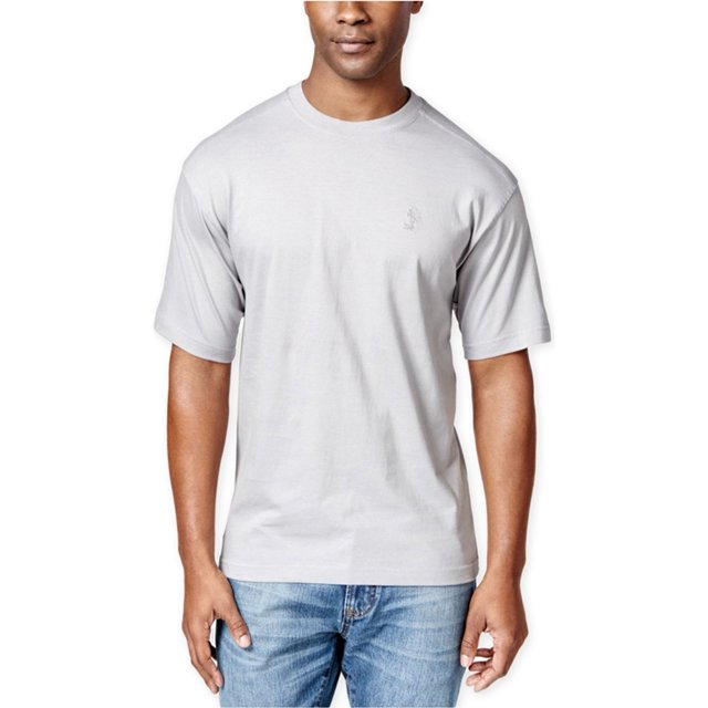 Camiseta con estampado de palmeras bordadas en azul de Newport para hombre, gris, XLT