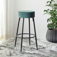 thumbnail image 2 of SAFAVIEH Bohden Round Backless Counter Stool, Malachite Green/Black, 2 of 9