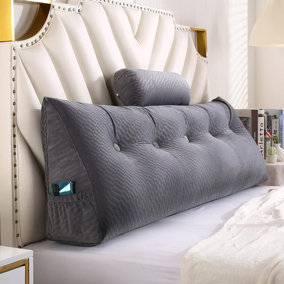 Gpround Wedge Headboard Pillows + Head Roll Pillow Bed Wedge Pillow for Headboard Large Bolster for Bed Rest Reading Pillows Backrest Pillows for Sitting in Bed Backrest Positioning Support