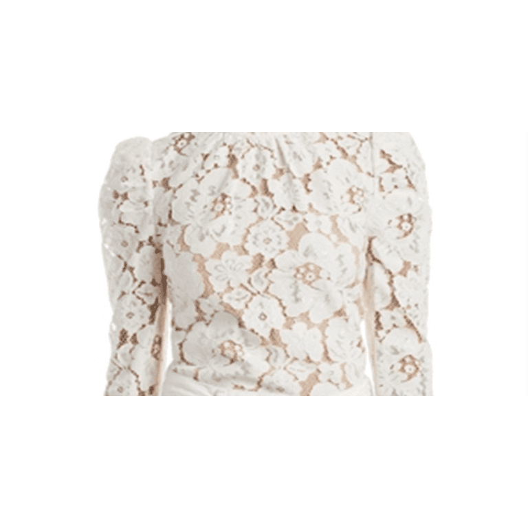 Wayf erika puff top sleeve lace top