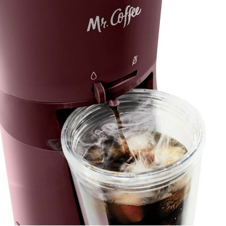 Mr. Coffee® Iced™ Coffee Maker with Reusable Tumbler and Coffee Filter,  Burgundy