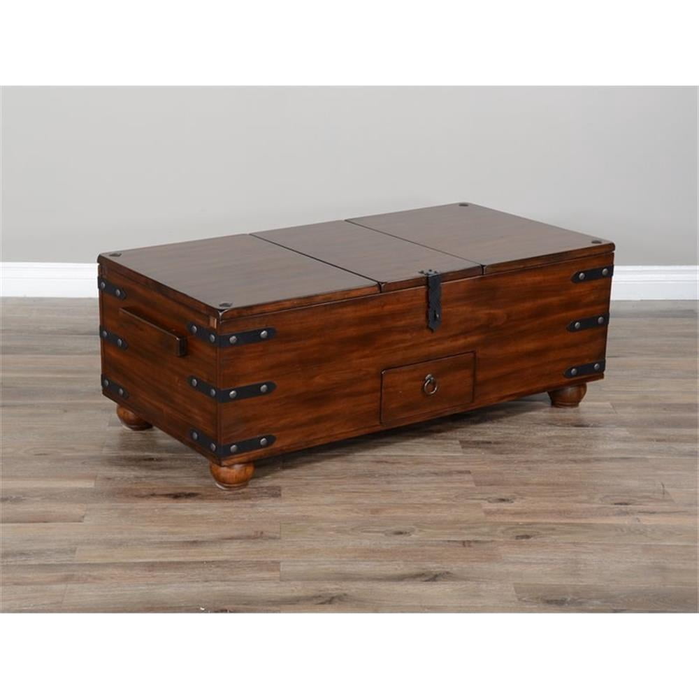 Sunny Designs Santa Fe 48" Traditional Wood Trunk Coffee Table in Dark Chocolate