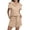 Khaki, variant on Fantaslook Womens 2 Pieces Outfits Half Zip Lapel Collar Lounge Set Cap Sleeve Summer Sets with Pockets