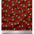 thumbnail image 1 of Soimoi Red Cotton Poplin Fabric Floral & Be You Text Printed Fabric 1 Yard 42 Inch Wide, 1 of 5