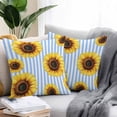 thumbnail image 2 of Pastoral Sunflower Outdoor Pillow Covers Set of 2 White Blue Striped Pastoral Flower Waterproof Throw Pillow Case Decorative Square Cushion Cover for Patio Couch Garden Balcony, 24"x24", 2 of 9