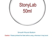 StonyLab 50ml Round Bottom Single Neck Lab Flask, Clear Heat‑resistant Borosilicate Glass with 24/40 Joint