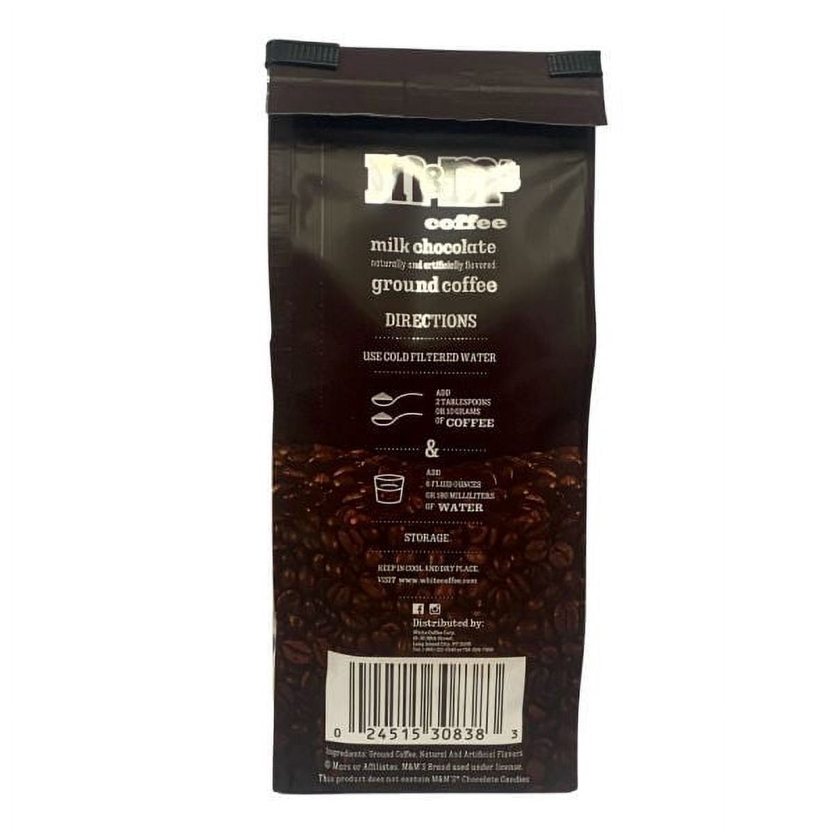 White Coffee M&M's Milk Chocolate Flavored Ground Coffee Medium Roast 10 oz bag, 6-pack