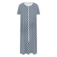 thumbnail image 4 of Dasayo Blue Nightgowns for Women Soft Zipper Chemise Nightshirts Side Split Polka Dot Sleepwear Sleepwear for Women L, 4 of 7