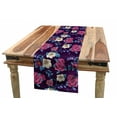 thumbnail image 1 of Floral Table Runner, Rhythmic Wildflower Pointed Petals Roses Blue Leaves on Dark Background, Dining Room Kitchen Rectangular Runner, 3 Sizes, by Ambesonne, 1 of 2