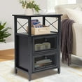 thumbnail image 1 of Toocust Black Steel & Wooden Small Table with Drawers, 16" L x 12" W x 24" H, End Table with Storage, 2 Drawers End Table, Nightstands with Two Drawers, 1 of 6