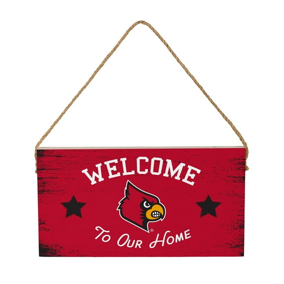 Louisville Cardinals 6" x 11" Welcome Home Wood Wall Sign with Rope Hanger