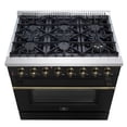 thumbnail image 2 of Forno Galiano 36-inch Dual Fuel Range in Black  Antique Brass Design, 6 Sealed Burners 83,000 BTU, 5.36 cu.ft. True Convection Oven, 2 of 3