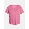 thumbnail image 5 of Terra & Sky Women's Plus Size V Neck Tee with Short Sleeves, Size 0X-5X, 5 of 5