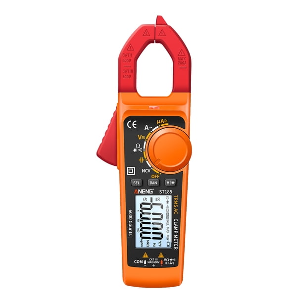 Medidor de abrazadera ANENG ST185 Medidor de pinza inteligente 4000 cuentas Multímetro digital de rango automático Pantalla LCD Voltaje CA CC Detector de corriente CA Pluma Linterna LED Medidor de vol ANENG Medidor de abrazadera