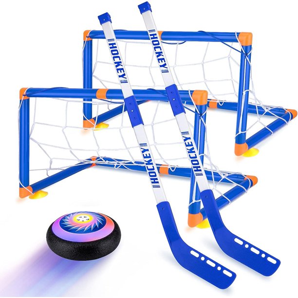 Juego de Hockey Hover para juguetes para niños, juego de Hockey Hover con 2 porterías, bola flotante de aire con luz Led, divertidos regalos familiares de Hockey para interiores