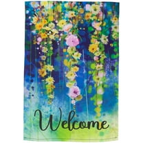 Northlight Watercolor Floral "Welcome" Outdoor Garden Flag 18" x 12.5"