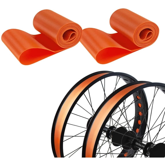 Addmotor 2PCS Rim Strip Tape, 20 inch Fat Tire Liner Inner Tube Cushion Protector for Bikes, Orange
