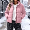thumbnail image 2 of Edvintorg Womens Puffer Jacket Plus Size Collared Cropped Quilted Coat Long Sleeve Zip up Padded Outerwear with Pocket Women's Clothes Pink S-3XL, 2 of 8