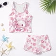 thumbnail image 6 of Psesaysky Axolotl Cherry Blossom Girls Tankini Two Piece Swimsuits Bathing Suits for Girls Round Neck Swim Tank Top and Drawstring Bottoms for 6-15Y, 6 of 7