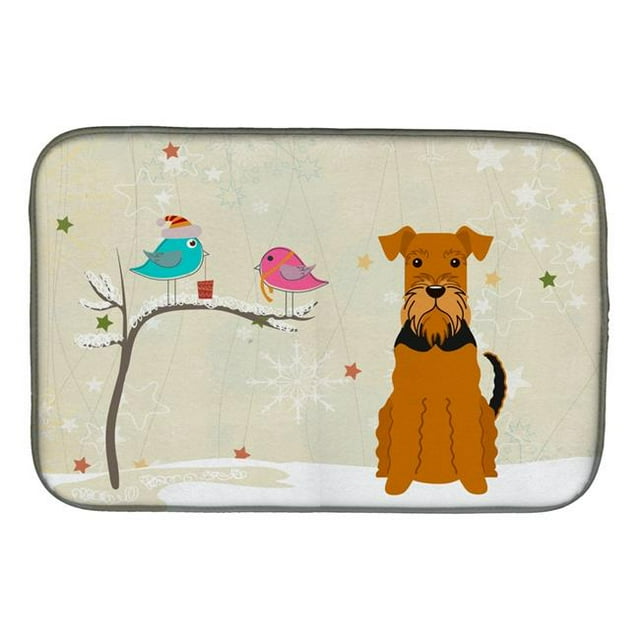 Carolines Treasures BB2513DDM Christmas Presents Between Friends Airedale Dish Drying Mat