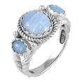 thumbnail image 2 of Sterling Silver Blue Lace Agate 3-Stone Ring, Sizes 5 to 11, 2 of 9