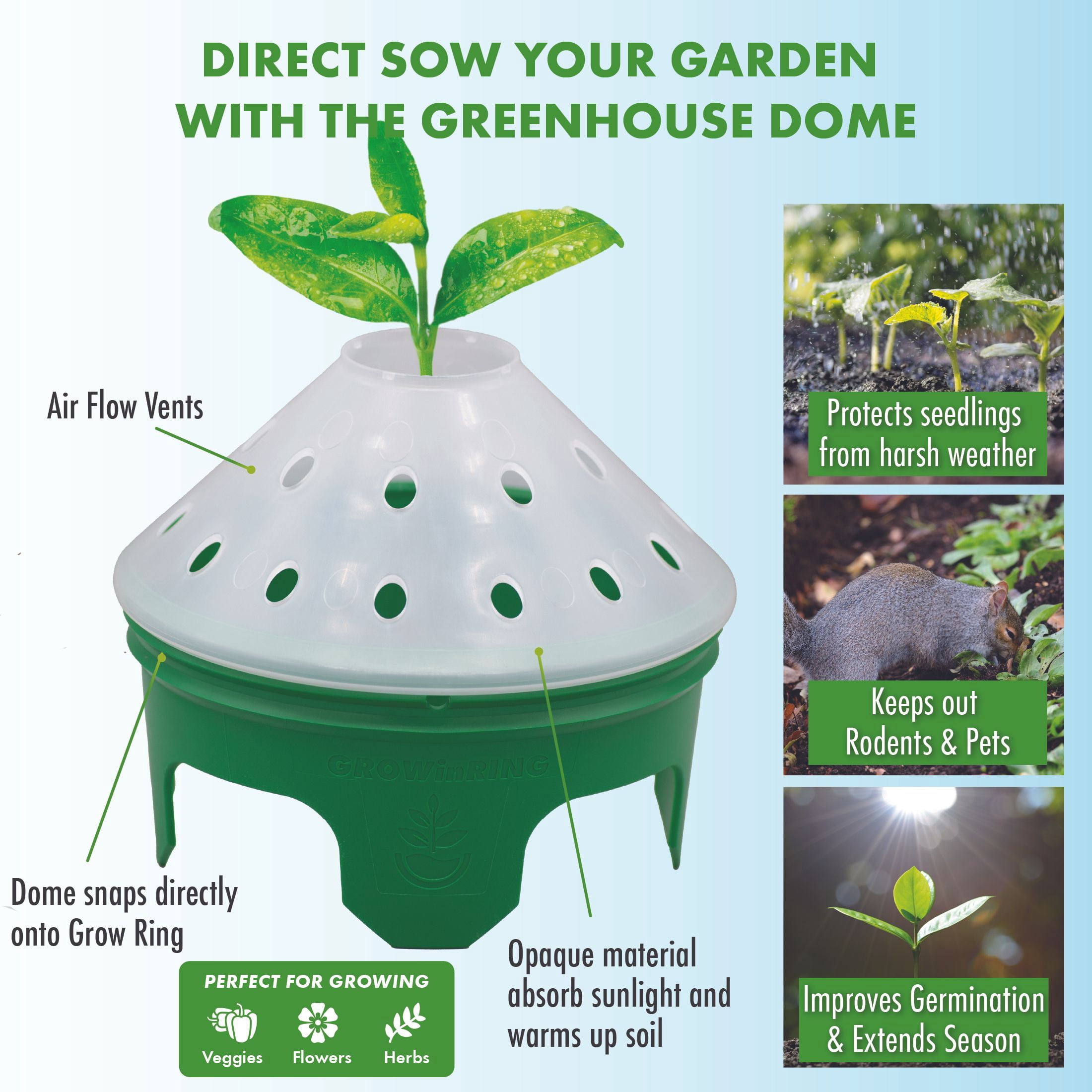 Rooted Promise Herbs Garden Kit Organic Herb Seed Starter Kit with Grow Rings and Greenhouse Domes 4pk