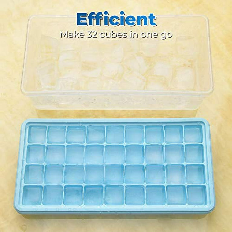 Xianrenge Ice Cube Tray With Lid And Bin - Silicone Ice Tray For Freezer, Comes With Ice Container, Scoop And Cover, Good Size Ice Bucket (pink)