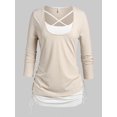 thumbnail image 1 of Conjunto de Top Talla Acanalado y Cordones Rosegal  Mangas largas de talla grande, 1 of 5