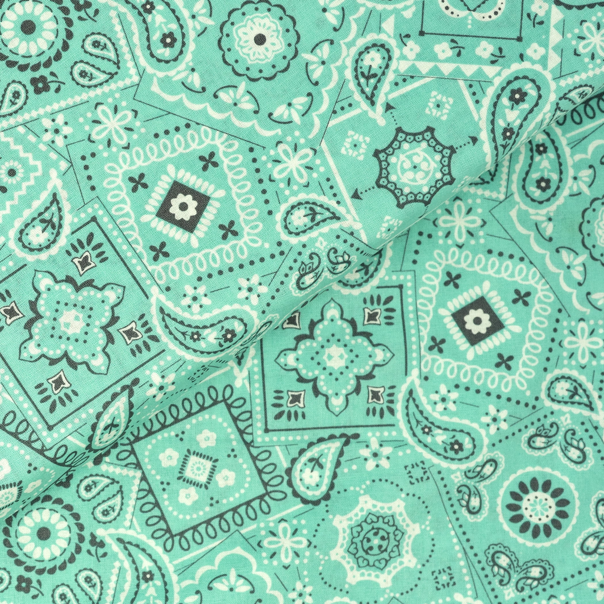 Waverly Inspirations Cotton 44' Bandana Aqua Grey Color Sewing Fabric by the Bolt