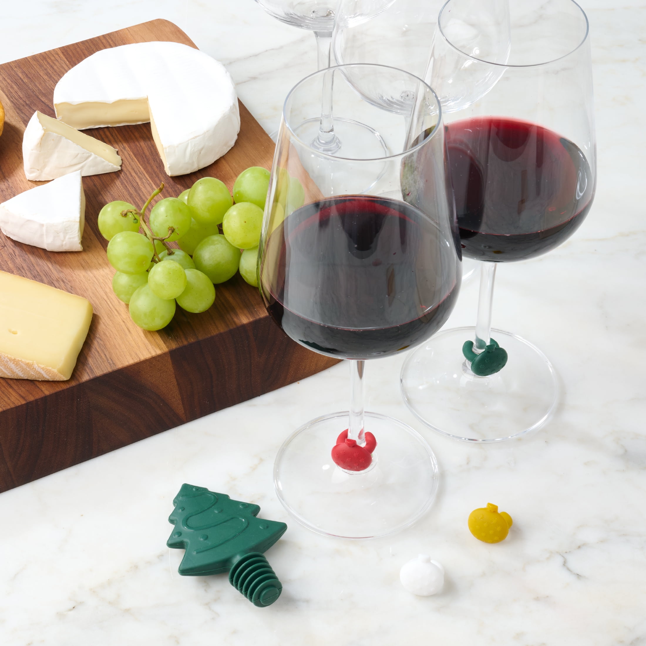 Holiday Time 5PC Wine Bottle Stopper and Glass Charms