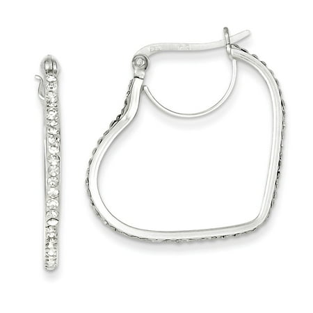 Crystal Hinge - 925 Sterling Silver Stellux Crystal Heart Hinged Earrings (29mm x 28mm)
