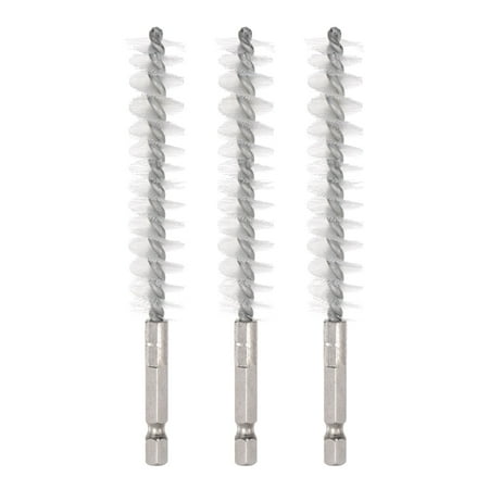 Uxcell 3pcs Nylon Bore Brush 15mm Dia Cleaning Wire Brush with Handle 1/4 Inch Hex Shank for Tubes Ports Bearings