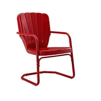 Crosley Furniture Ridgeland Metal Patio Chair in Bright Red Gloss (Set of 2)