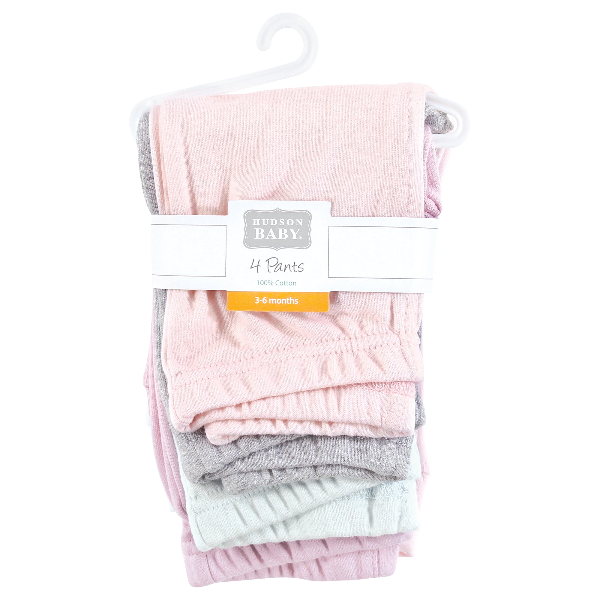 Hudson Baby Girls Cotton Pants and Leggings, Pink Purple Mint, 6-9 Months