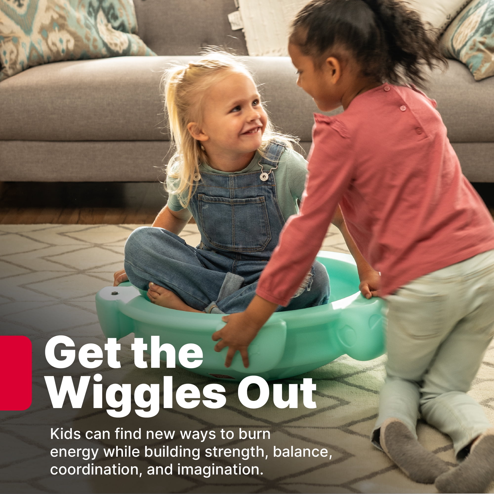 Étape2 Disque à bascule Topsy Turtle et pierre à marcher, jouet d'équilibre et d'escalade pour enfants et tout-petits, intérieur/extérieur, 18 mois - 3 ans, menthe