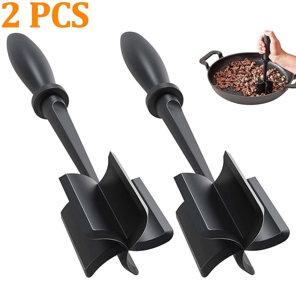 2 Pcs Meat Chopper, Upgrade Hamburger Smasher, Premium Heat Resistant Meat Masher for Ground Beef, Ground Turkey and More, Non Stick Mix Grinder